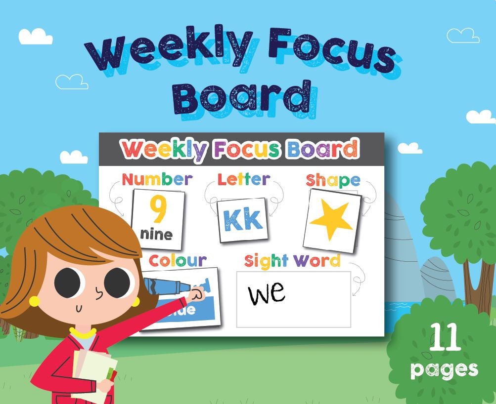Color week. Weekly Focus Board Kindergarten. Ficus on Board.