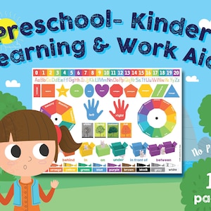 Kleuterschool - Leerhulpmiddel voor de kleuterschool, spiekbriefje voor de kleuterschool, referentiekaart, huiswerkhulp, geen voorbereiding