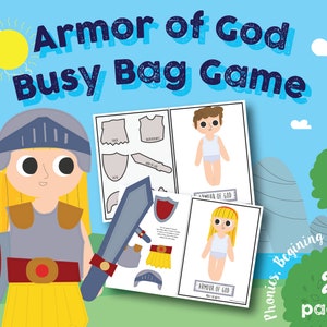 Armour of God Busy Bag, Preschool, Kindergarten Classroom, home school, Boy & Girl, Dress up Paper Doll image 1