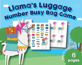 Llama Luggage Number Busy Bag Game, Preschool, Kindergarten, Home school, Number 1-20