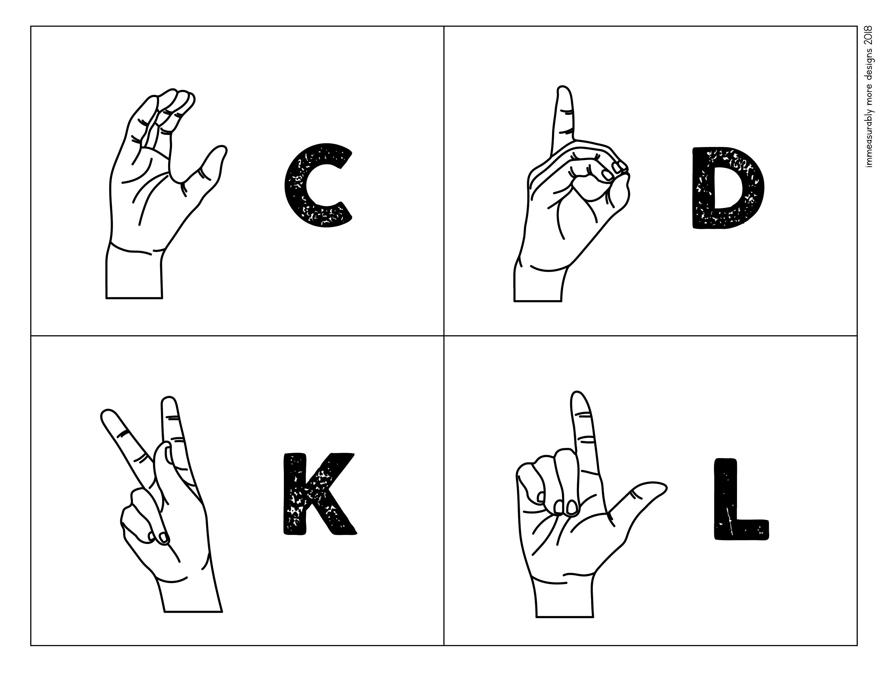 ABC Sign Language Flash Cards Letter and A4 Size Etsy