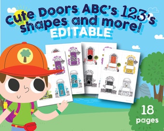 Cute Door Alphabet, Numbers 1-20, Shapes, Dino Game, Preschool, Kindergarten Classroom, home school