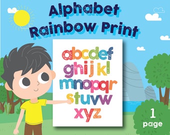 Rainbow Alphabet Print Lowercase, Preschool - Kindergarten Learning Aid, Alphabet, Letters