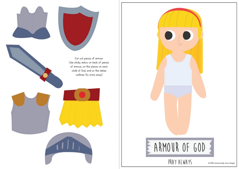 Armour of God Busy Bag, Preschool, Kindergarten Classroom, home school, Boy & Girl, Dress up Paper Doll image 3