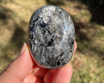 Larvikite Palm Stone, Larvikite Pocket Stone, Worry Stone // Grounding, Protection, Patience #1