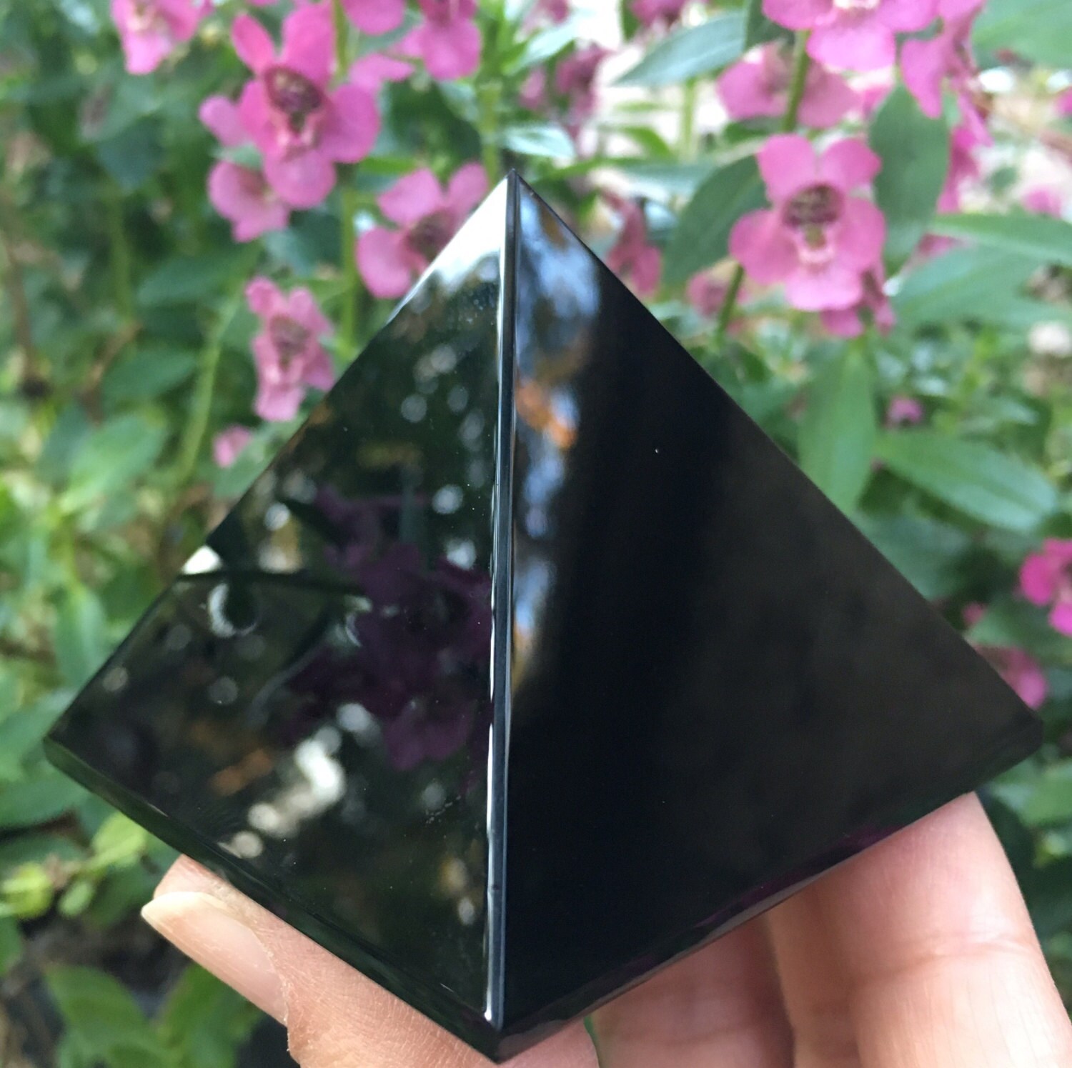Black Obsidian Pyramid // Chosen At Random With Love // 2.3 | Etsy