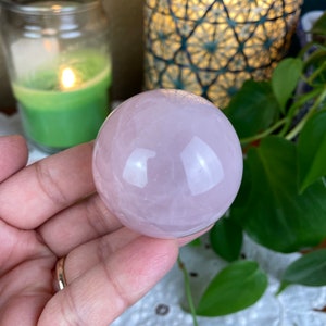 Rose Quartz Crystal Sphere (48mm) with Free Acrylic Stand