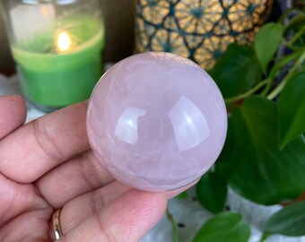Rose Quartz Crystal Sphere (48mm) with Free Acrylic Stand