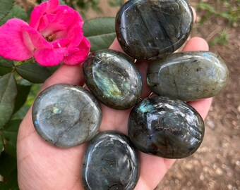 Labradorite Palm Stone - Chosen At Random - Labradorite Pocket Stone, Worry Stone // Transformation, Calming, Imagination