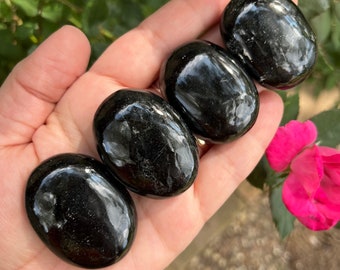 Black Tourmaline Palm Stone/ Pocket Stone- You Choose