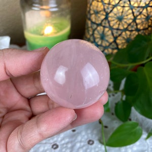 Rose Quartz Crystal Sphere (48mm) with Free Acrylic Stand