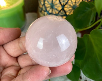 51mm Rose Quartz Sphere: Crystal Orb with Acrylic Stand