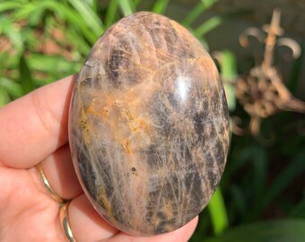 Black Moonstone Palm Stone, Moonstone Pocket Stone, Worry Stone // Enhances Creativity, Connects To The Divine Feminine // #3