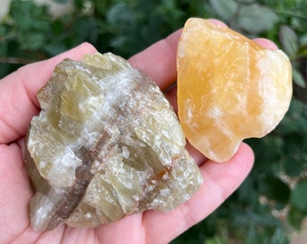 Green Calcite and Orange Calcite Set