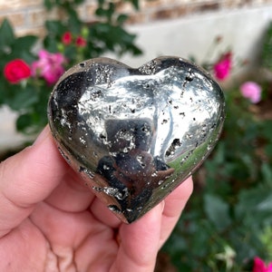 Polished Golden Pyrite Heart: Protection Stone, Enhances Memory