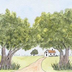 Original Watercolor Painting Line and Wash Painting 6x9