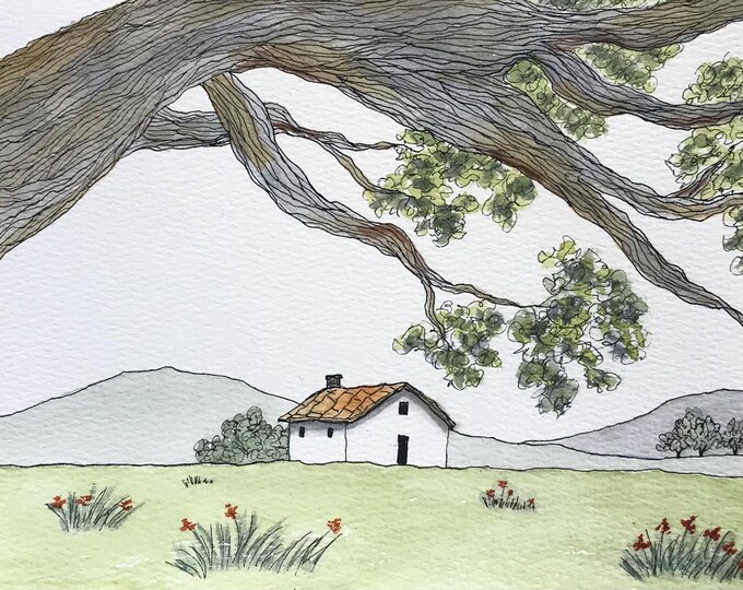 Original Watercolor Painting Line and Wash Painting 6x8 - Etsy