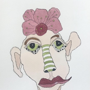 Original Abstract Face Painting 9x12