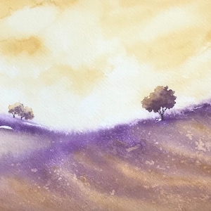 Original Abstract Watercolor Landscape Painting 6x9