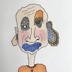 Original Abstract Face Painting 9x12