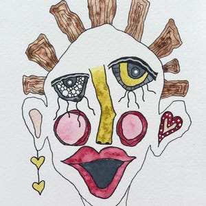 Original Abstract Face Painting 7 1/2 x 10