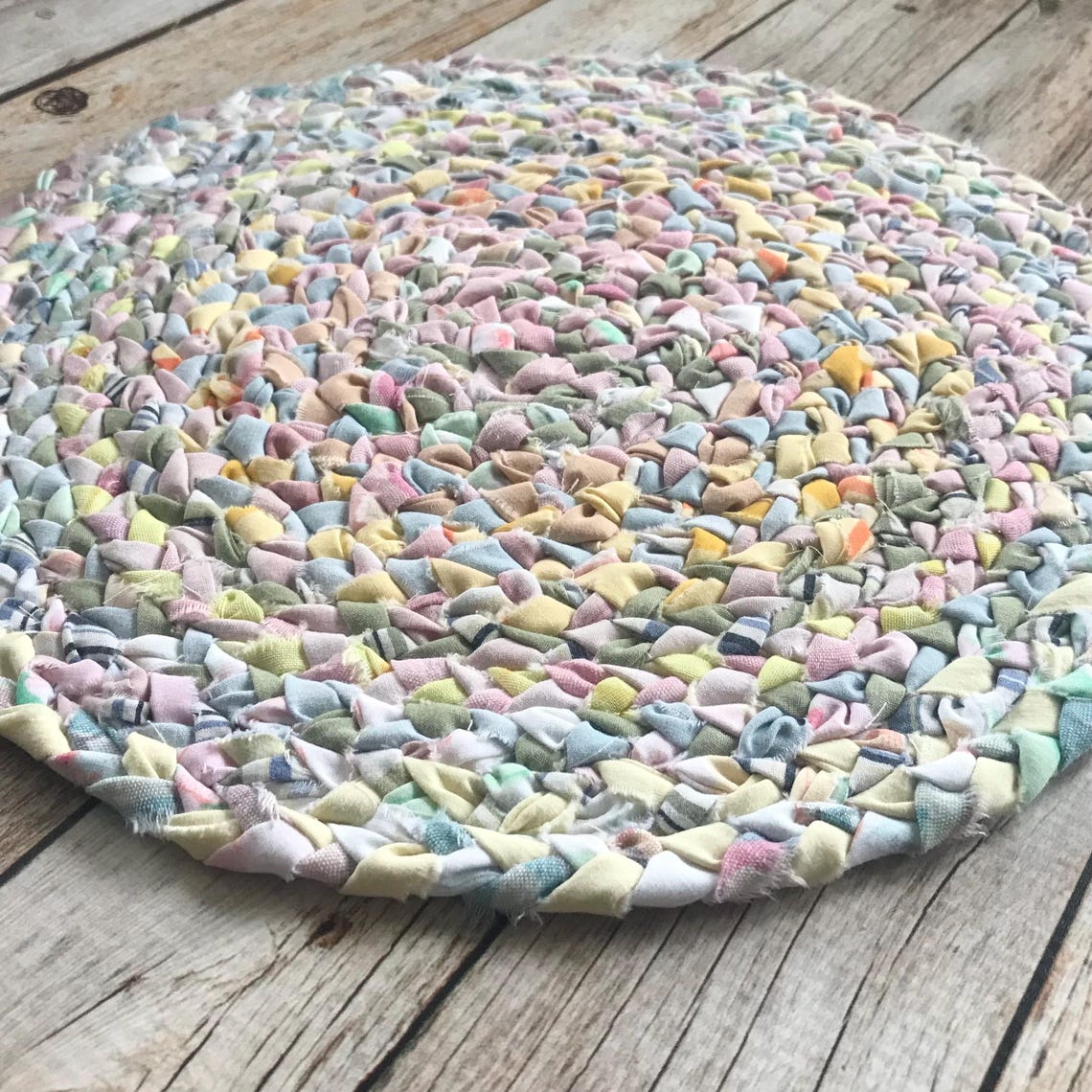 Handmade Braided Table Mat, Hand Braided and Laced Rag Rug Trivet, 12 ...