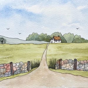 Original Watercolor Painting Line and Wash Painting 6x8