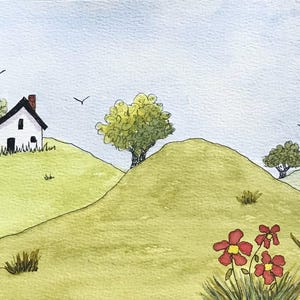 Original Watercolor Painting Line and Wash Painting 6x9