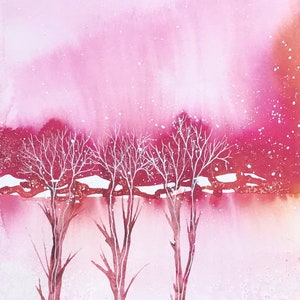 Original Abstract Watercolor Landscape Painting 6x9