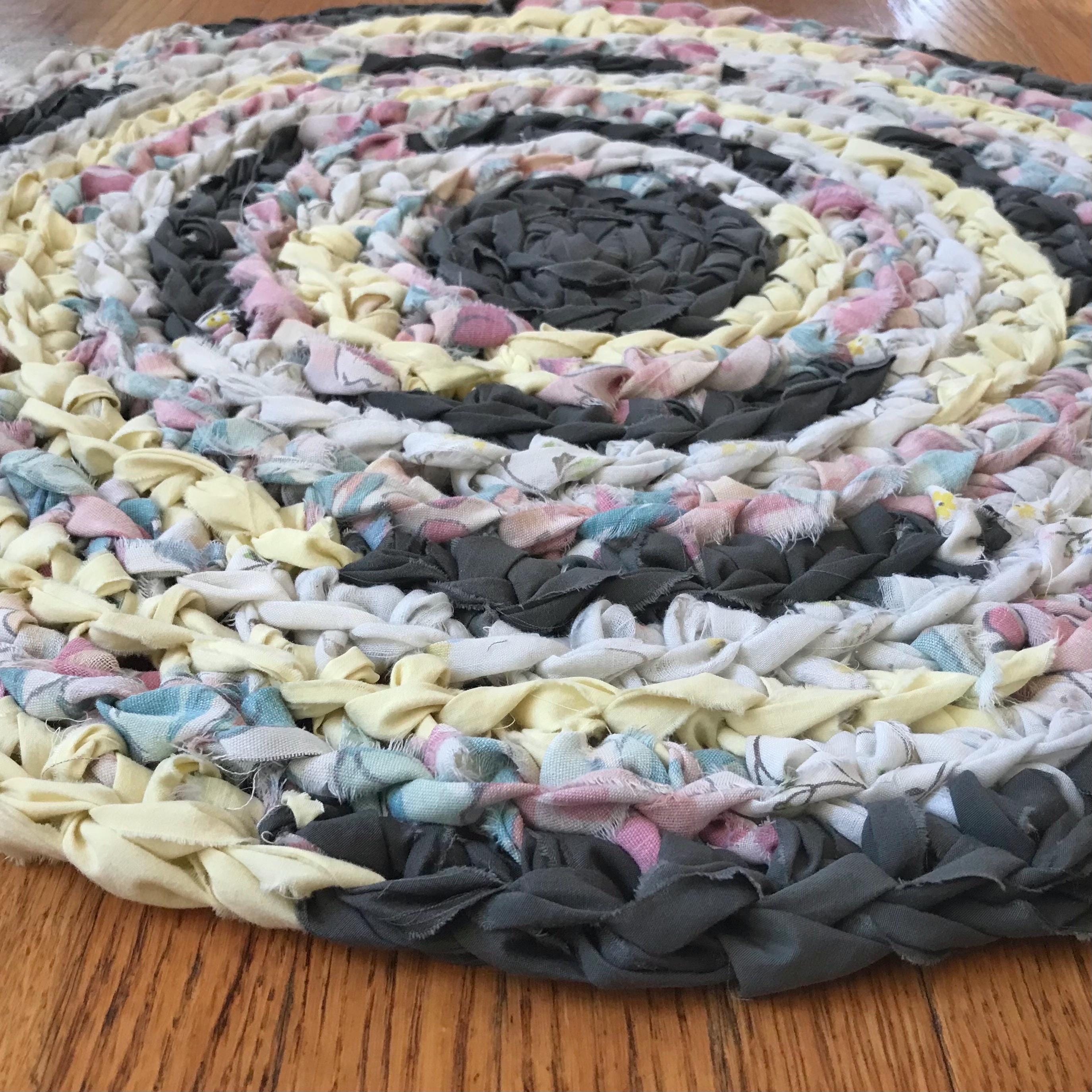 Rubd Rag Rug Designs Handmade Rag Rug, Round Rug, Farmhouse Rug, Cabin Rug, Crocheted Rag ...
