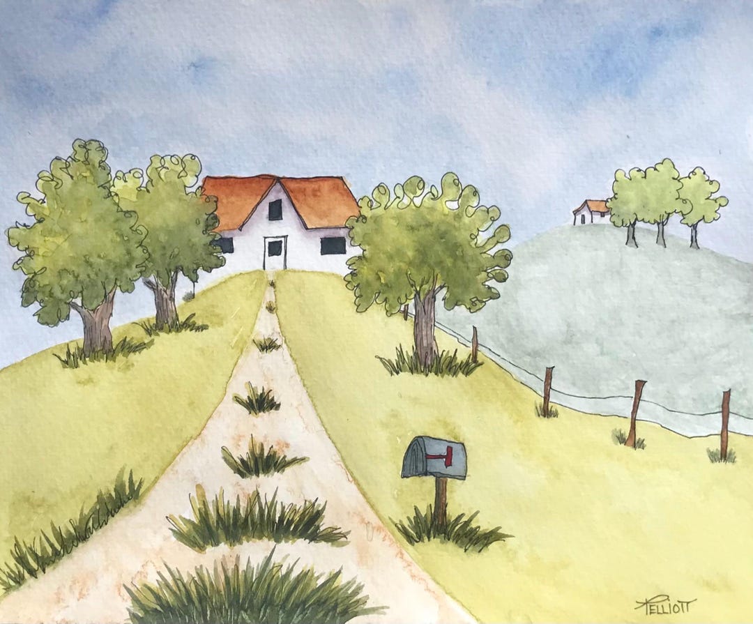 Original Watercolor Painting Line and Wash Painting 8 X 10 - Etsy