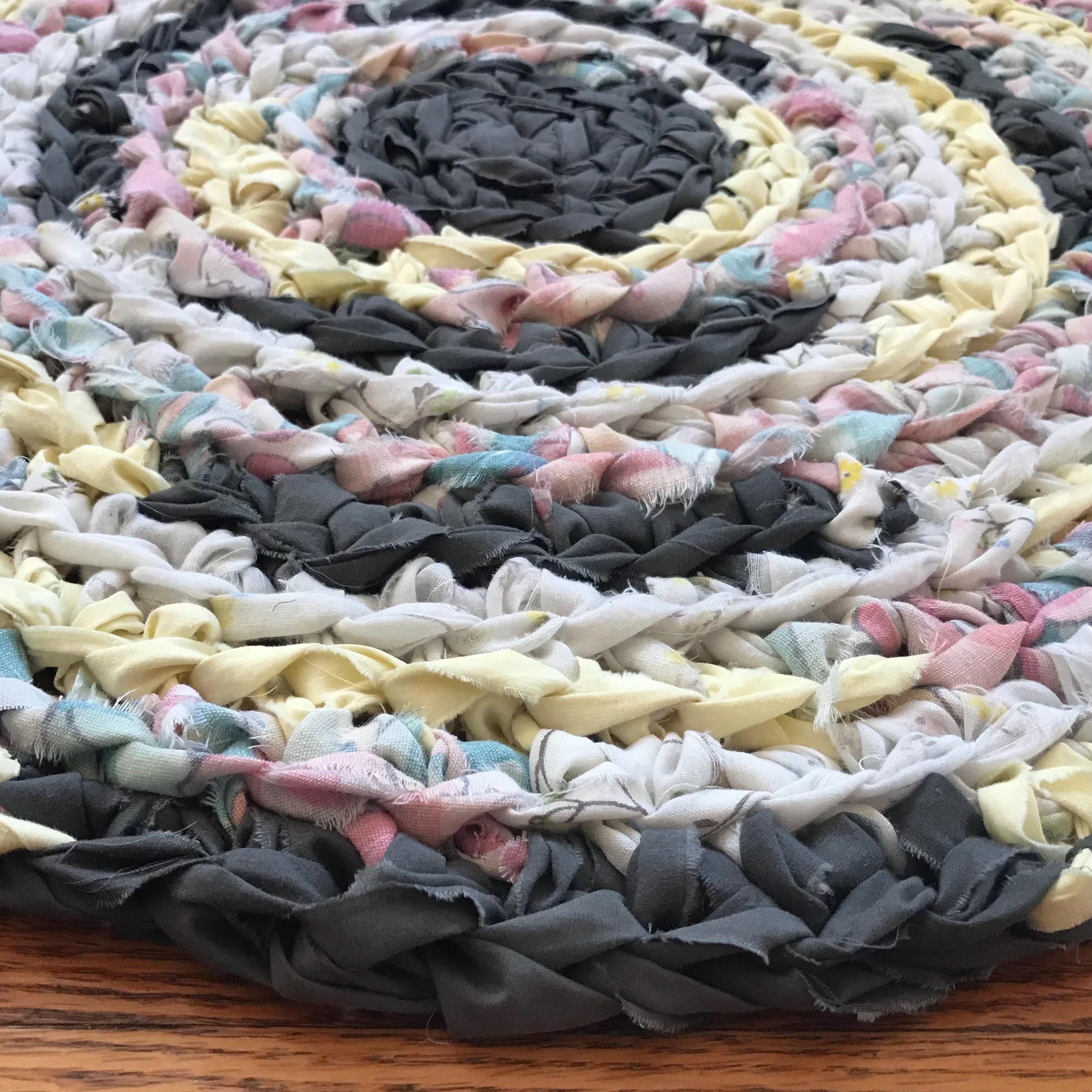 Rubd Rag Rug Designs Handmade Rag Rug, Round Rug, Farmhouse Rug, Cabin Rug, Crocheted Rag ...