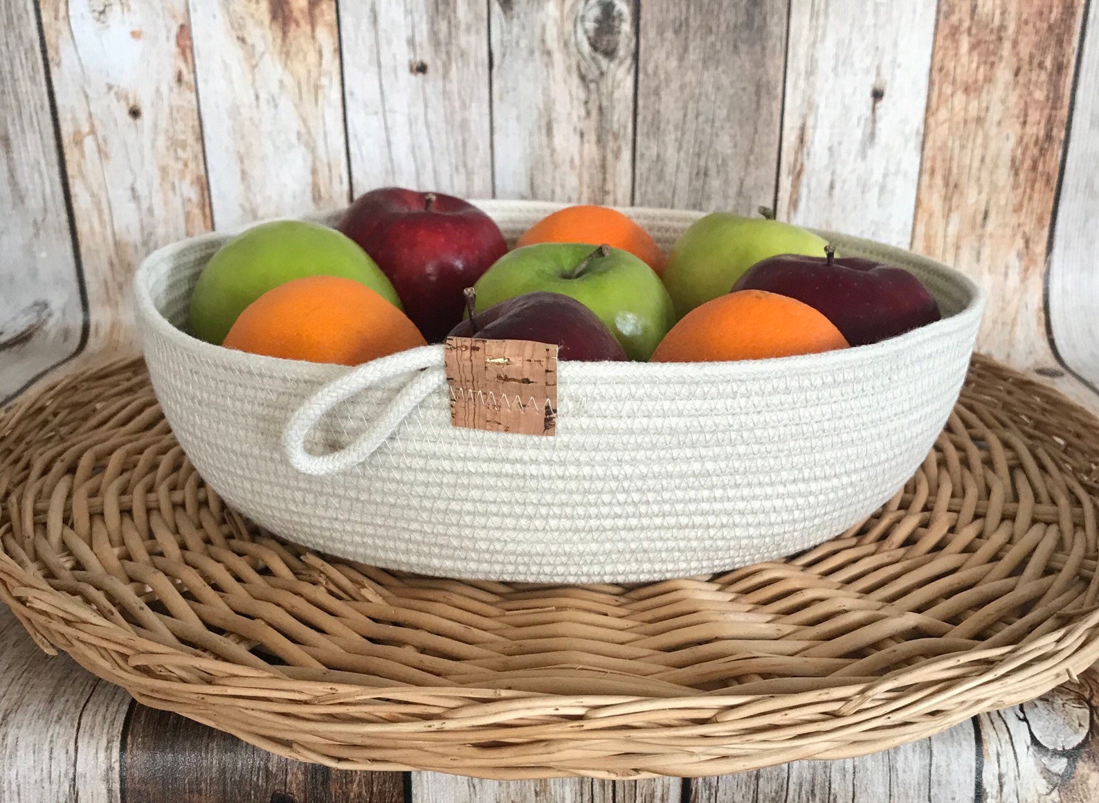 Coiled Rope Basket Fruit Bowl Fruit Basket Etsy