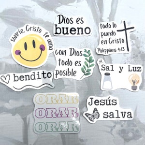NewEights Spanish Christian Stickers for Women Series 2 (5 Sheet) - Total  60 pcs (5 x 12pcs) Individual Small Size 2.1 x 2 Inches, Unique Designs