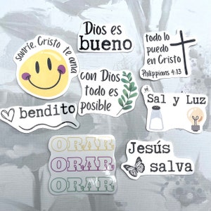 Christian Spanish Stickers | Spanish Stickers | Faith Stickers | Laptop | Tumbler Stickers | Scrapbook | Water Bottle {Variety Pack of 8}