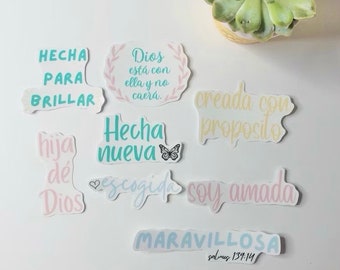 Christian Spanish Stickers | Pastel | Bible Stickers | Journal | Tumbler Stickers | Laptop | Waterproof Sticker | Water Bottle | Spanish