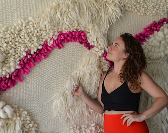 Large Macrame Woven Wall Hanging: Contemporary Fiber Art Tapestry