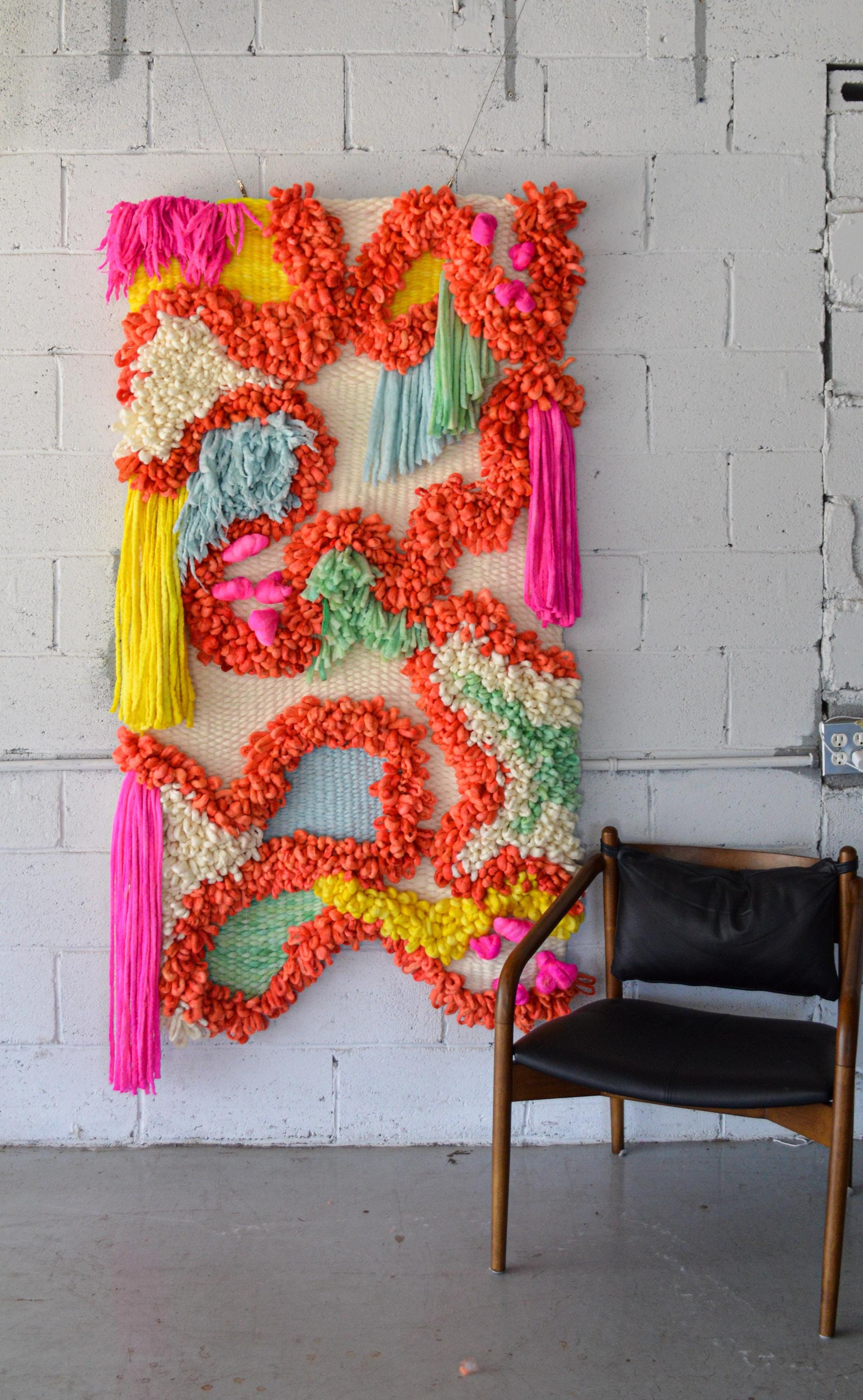 Colorful Macramé Wall Hanging – Large Sculptural Wool Tapestry – Coral Reef–Inspired Textile Art for Modern Interiors