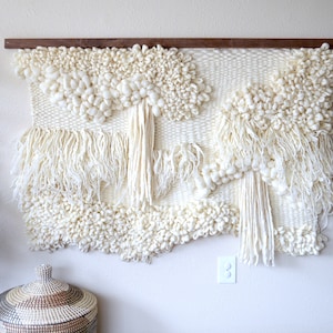 Large Macrame Wall Hanging – Modern Neutral TAPESTRY in Merino Wool – Handmade Fiber Art for Bedroom or Living Room