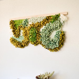 Abstract Green Wall Hanging Textured Wall Art Greenery Wall Art Nursery Decor Tapestry Wall Art Living Room Art Textured Green Weaving