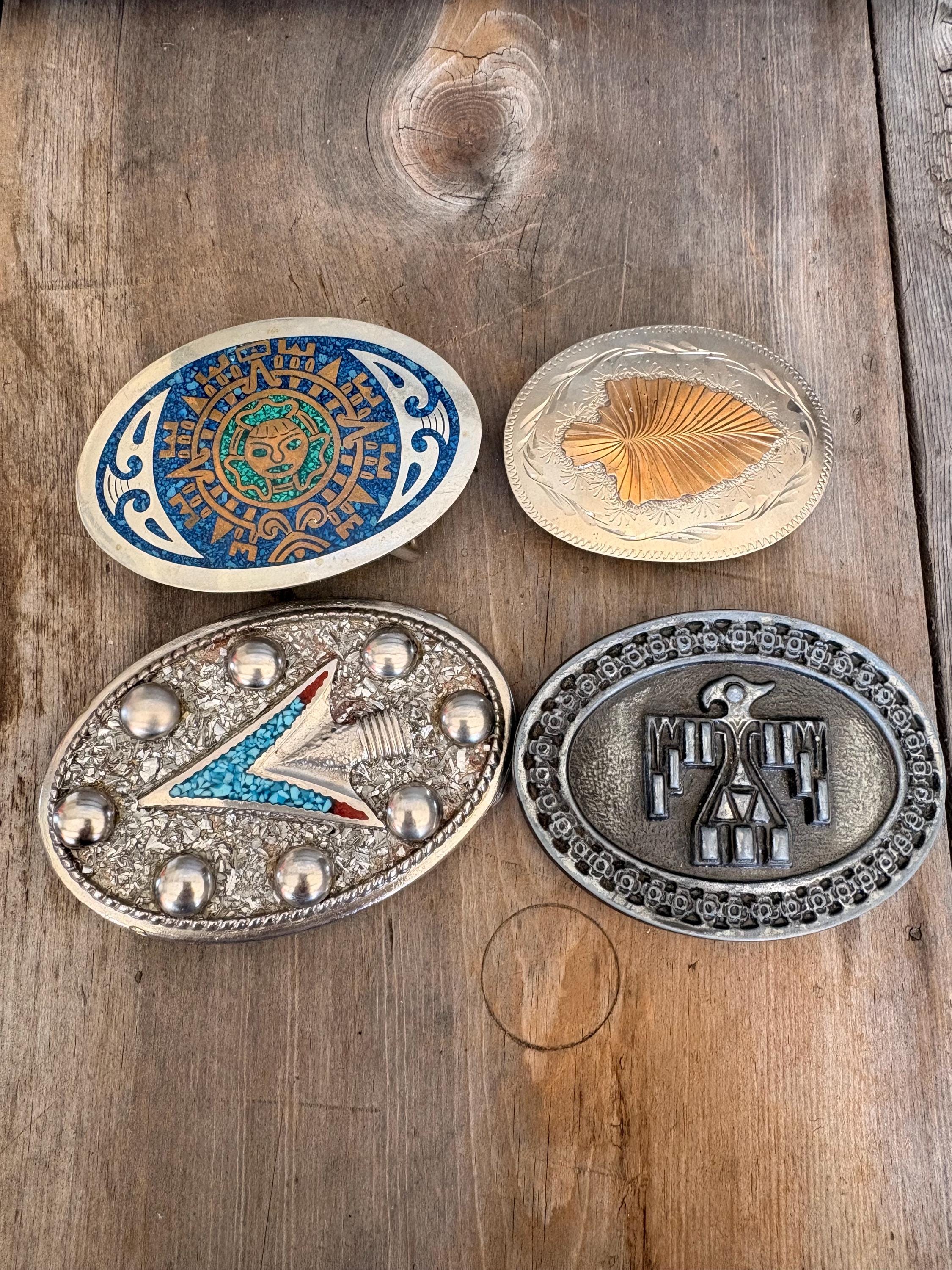 VINTAGE INLAY WOODEN & TURQUOISE BUCKLE AND OSTRICH BELT 26‌‌‌‌‌ Belt, A Vintage, Buckle, Inlay, Horse Profile, Ranger Set  main image 3
