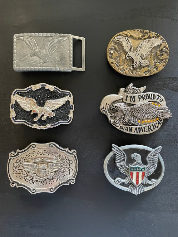 Eagle Belt Buckle Proud to Be an American Eagle With US Shield Brave and  Spirit Brass and Silver Buckle Vintage Buckles Rodeo 