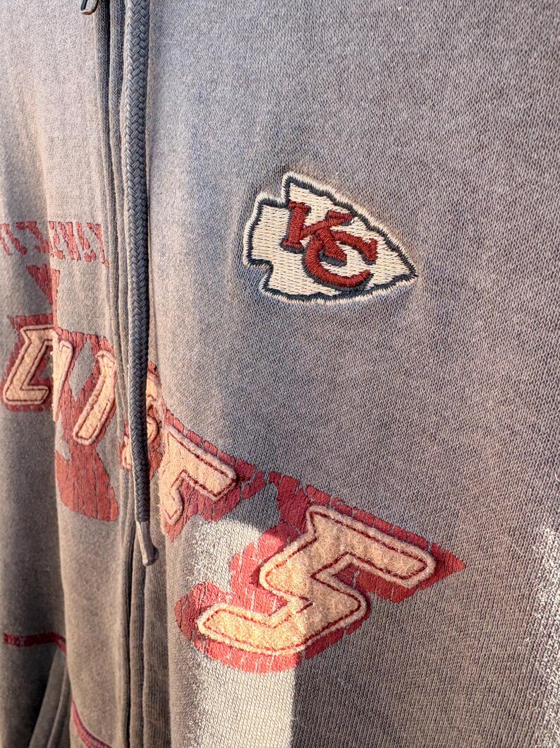 Vintage Kansas City Chiefs hoodievest | No Huddle NFL-kleding, maat medium afbeelding 4