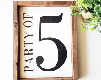 Party of Number Handmade Wood Sign / Family Number / Family Sign / Wall Decor / Farmhouse / Rustic / Boho /