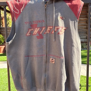 Vintage Kansas City Chiefs hoodievest | No Huddle NFL-kleding, maat medium afbeelding 1