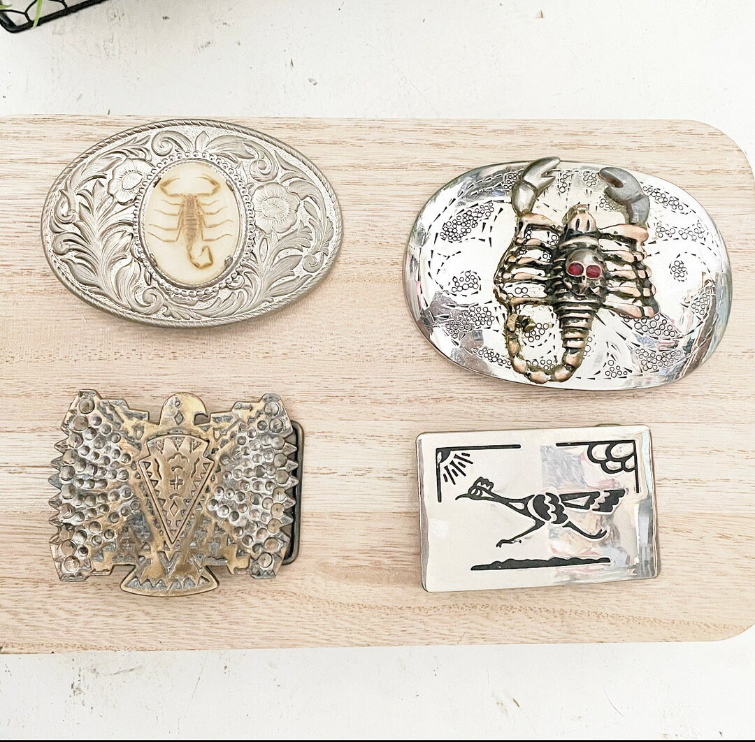 Vintage Native and Hispanic Belt Buckles | Scorpion | Thunderbird ...
