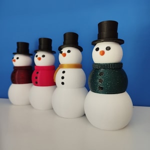 3D プリントされた雪だるま - カスタマイズ可能な 3D プリントされた可動式雪だるま - 関節式雪だるまフィジェット - お祝いの装飾オプション!