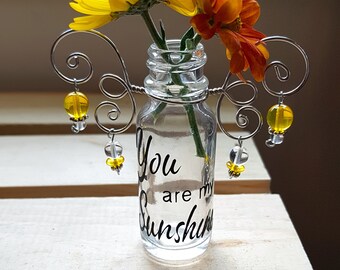 Glass Bud Vases/Personalized/Customize Bead Colors/Tiny Glass Rooters for Windowsill