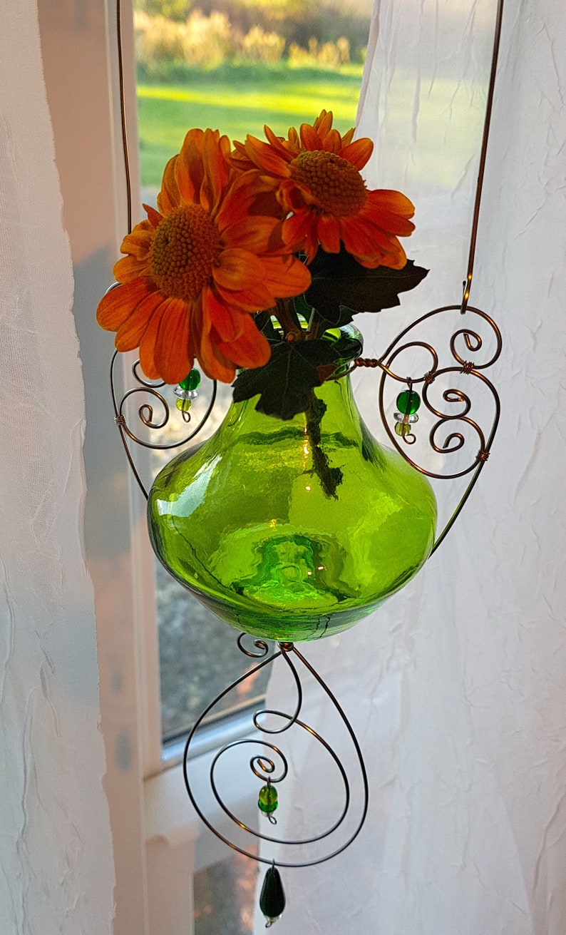 Hanging Glass Vase and Rooter in Bright Colors for the Window Etsy