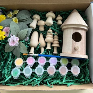 DIY Fairy Garden Craft Kit: Wood Painting Set for Kids Party Favor Flower Girl Gift